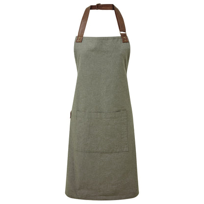 Moss - Front - Premier Unisex Adult Annex Oxford Faux Leather Bibbed Full Apron