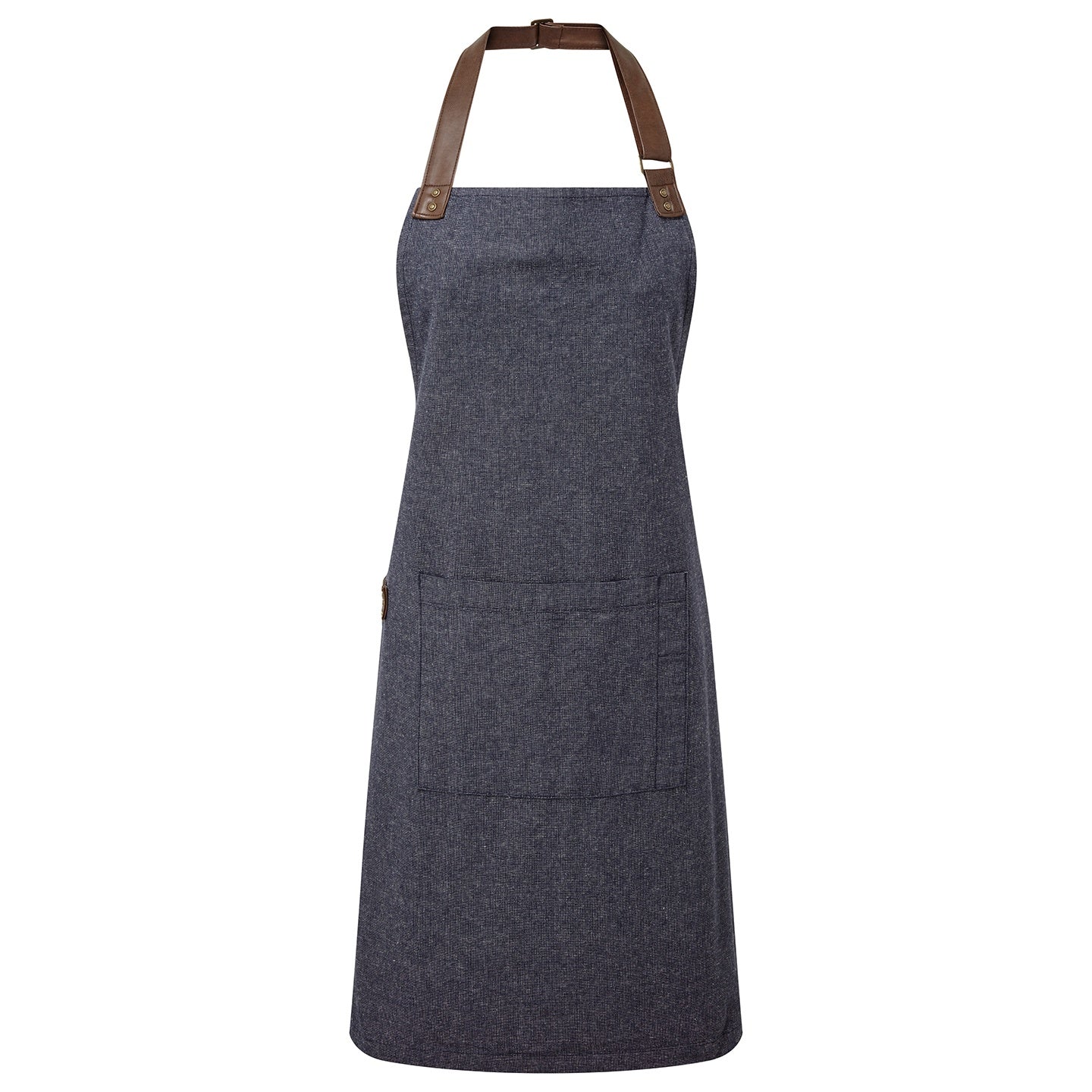 Navy - Front - Premier Unisex Adult Annex Oxford Faux Leather Bibbed Full Apron