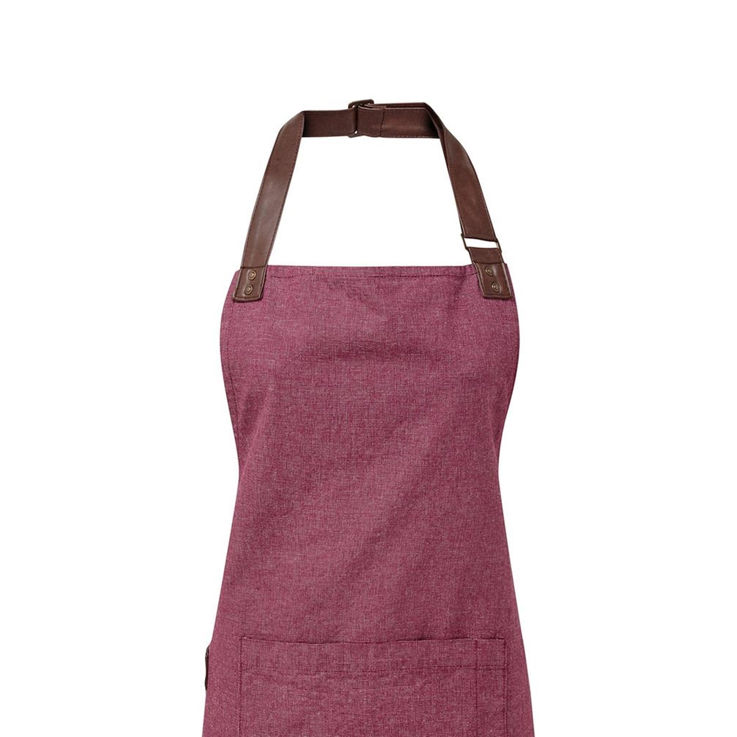 Burgundy - Back - Premier Unisex Adult Annex Oxford Faux Leather Bibbed Full Apron
