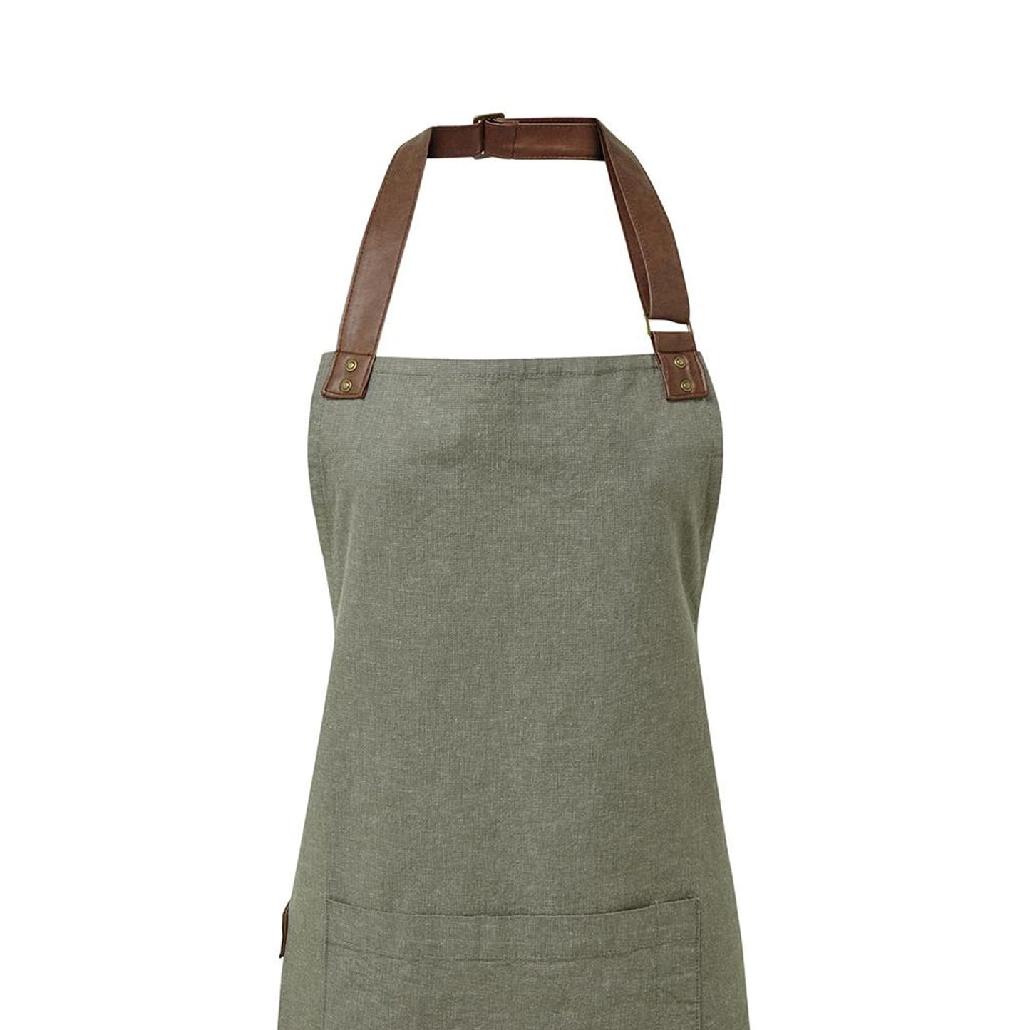 Moss - Back - Premier Unisex Adult Annex Oxford Faux Leather Bibbed Full Apron