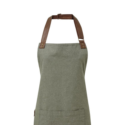Moss - Back - Premier Unisex Adult Annex Oxford Faux Leather Bibbed Full Apron