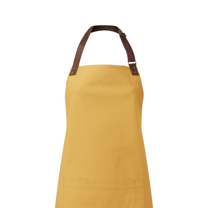 Mustard - Back - Premier Unisex Adult Annex Oxford Faux Leather Bibbed Full Apron