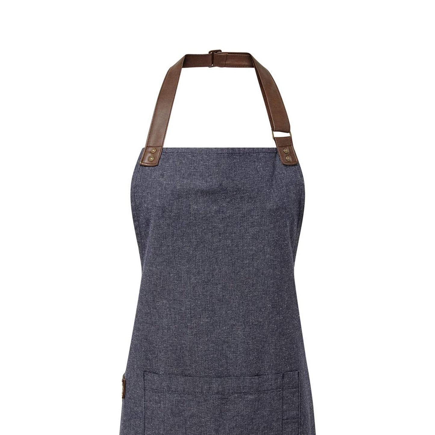 Navy - Back - Premier Unisex Adult Annex Oxford Faux Leather Bibbed Full Apron
