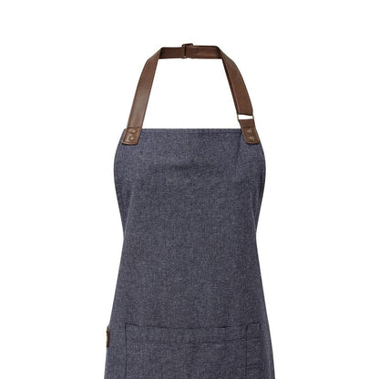 Navy - Back - Premier Unisex Adult Annex Oxford Faux Leather Bibbed Full Apron