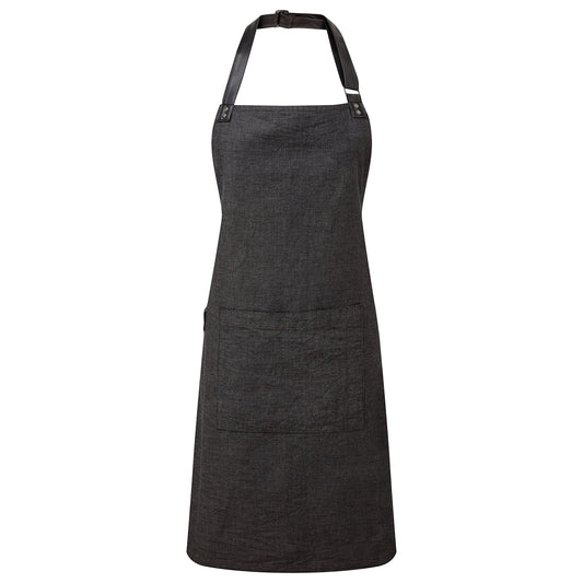 Black - Front - Premier Unisex Adult Annex Oxford Faux Leather Bibbed Full Apron