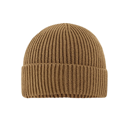 Biscuit-Black - Back - Beechfield Unisex Adult Fashion Patch Beanie