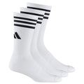 White - Front - Adidas Mens Contrast Striped Crew Socks (Pack of 3)