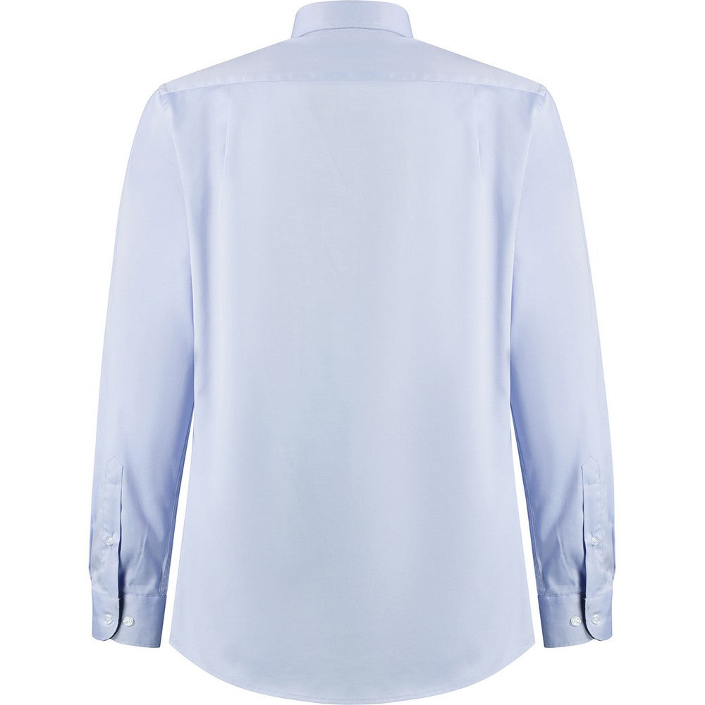 Light Blue-Navy - Back - Kustom Kit Mens Premium Contrast Oxford Tailored Long-Sleeved Shirt