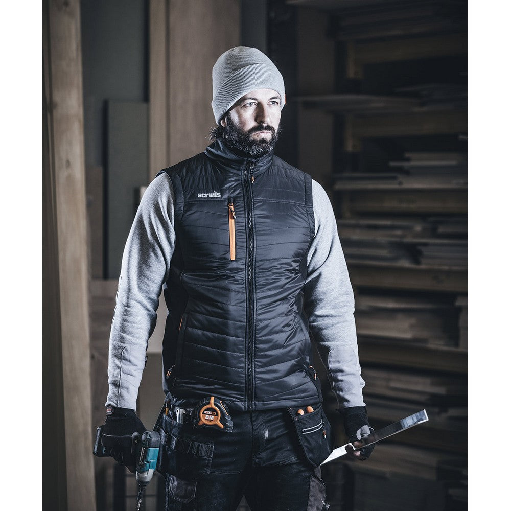 Black - Close up - Scruffs Mens Trade Body Warmer