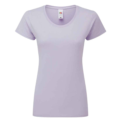 Soft Lavender - Front - Fruit of the Loom Womens-Ladies Premium Ringspun Cotton Lady Fit T-Shirt