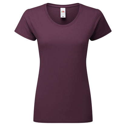 Dark Plum - Front - Fruit of the Loom Womens-Ladies Premium Ringspun Cotton Lady Fit T-Shirt