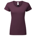 Dark Plum - Front - Fruit of the Loom Womens-Ladies Premium Ringspun Cotton Lady Fit T-Shirt