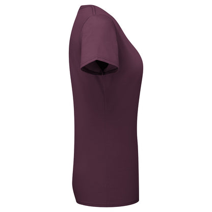 Dark Plum - Side - Fruit Of The Loom Womens-Ladies Premium Ringspun Cotton Lady Fit T-Shirt