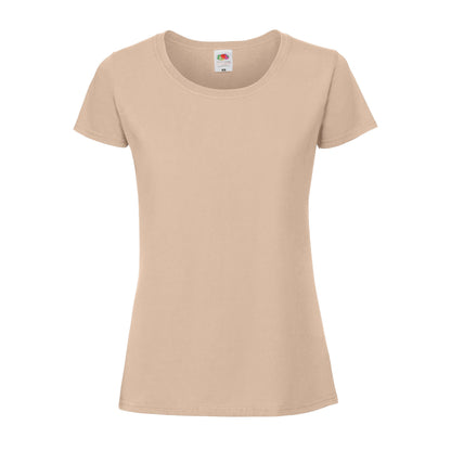Desert Sand - Front - Fruit of the Loom Womens-Ladies Premium Ringspun Cotton Lady Fit T-Shirt
