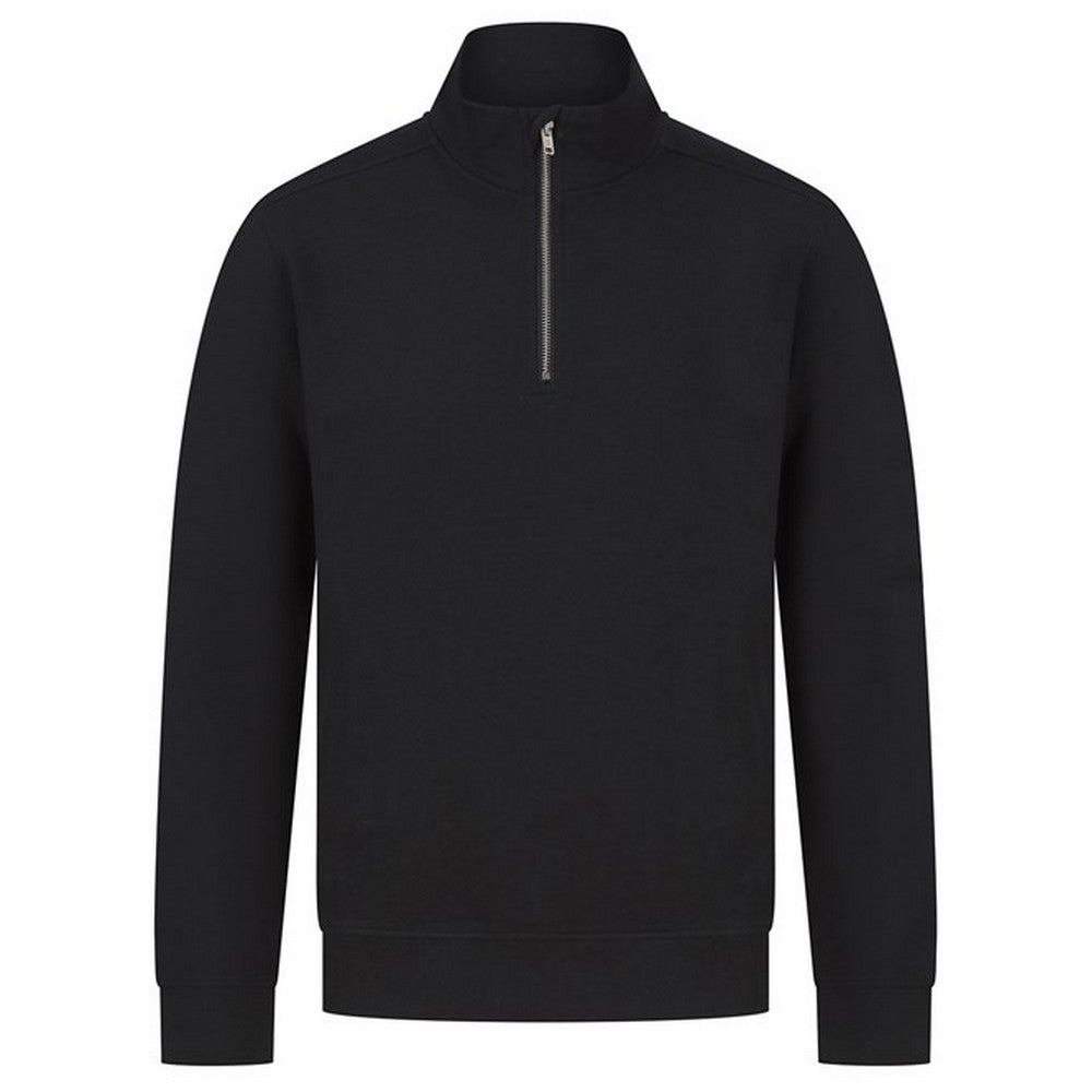 Black - Front - Henbury Unisex Adult Sustainable Quarter Zip Sweatshirt
