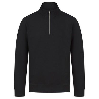 Black - Front - Henbury Unisex Adult Sustainable Quarter Zip Sweatshirt