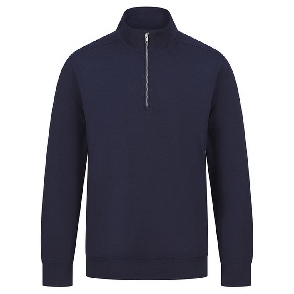 Navy - Front - Henbury Unisex Adult Sustainable Quarter Zip Sweatshirt