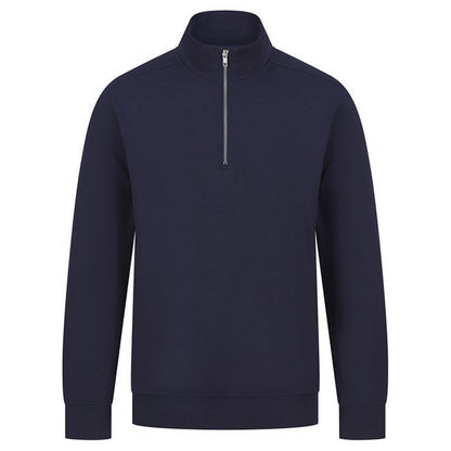 Navy - Front - Henbury Unisex Adult Sustainable Quarter Zip Sweatshirt
