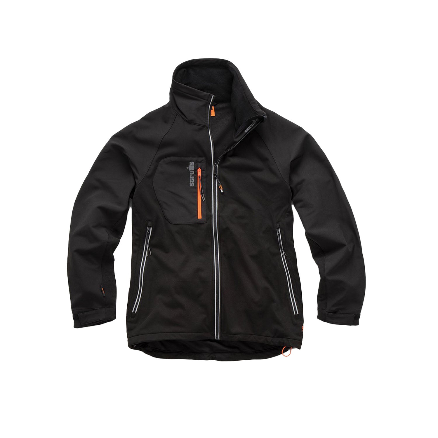 Black - Front - Scruffs Mens Trade Soft Shell Jacket