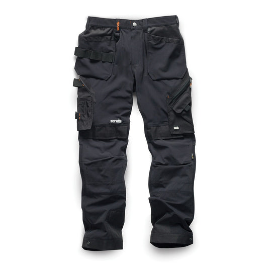 Black - Front - Scruffs Mens Pro Flex Plus Holster Pocket Trousers