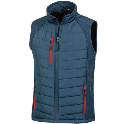 Navy-Red - Front - Result Genuine Recycled Unisex Adult Compass Softshell Padded Gilet