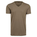 Olive - Front - Build Your Brand Mens Light V Neck T-Shirt