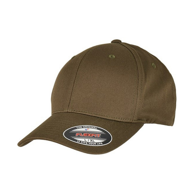 Burnt Olive - Front - Yupoong Unisex Adult Flexfit Organic Cotton Baseball Cap
