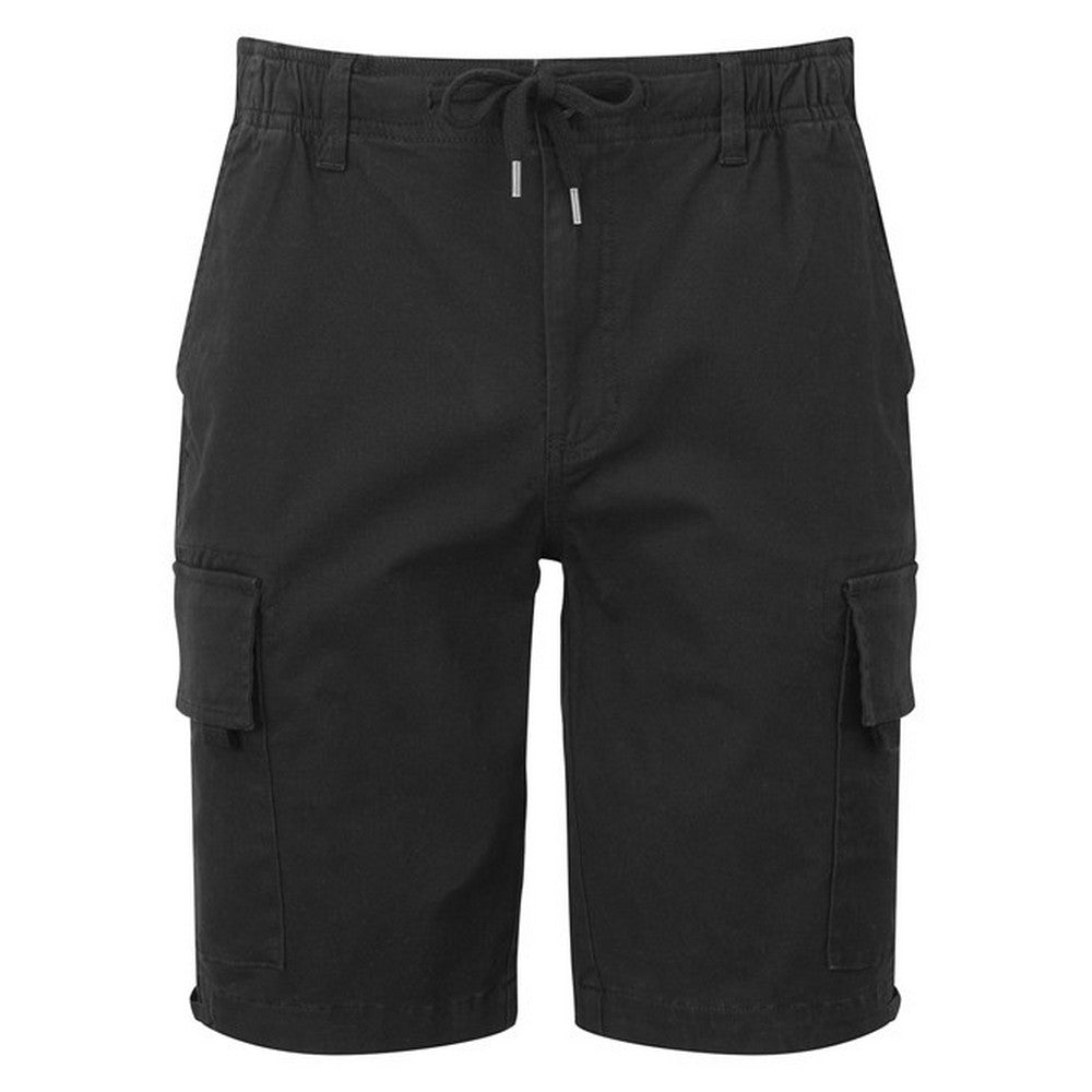 Black - Front - Wombat Mens Drawstring Cargo Shorts