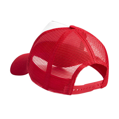 Classic Red-White - Back - Beechfield Childrens-Kids Contrast Panel Trucker Cap