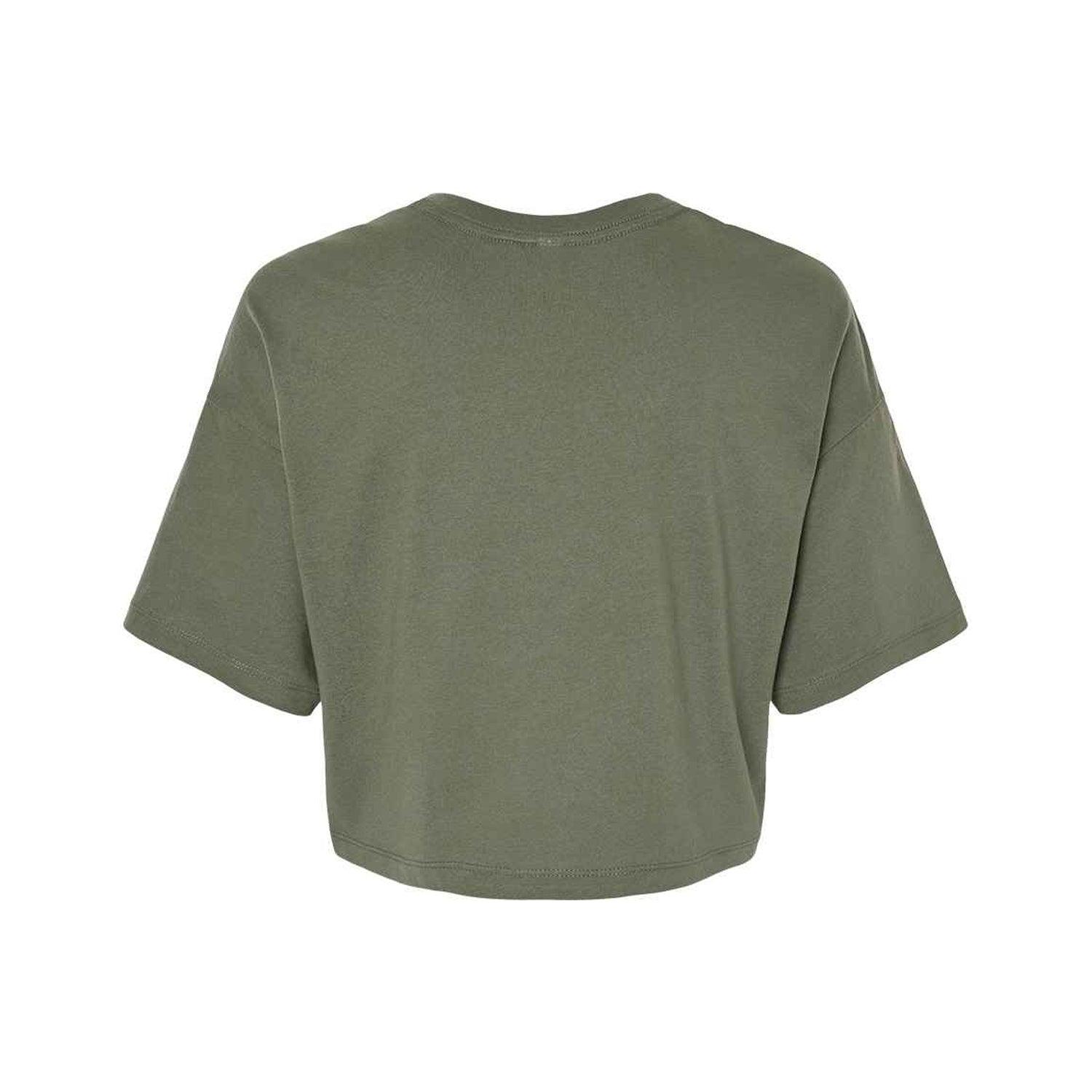 Military Green - Back - Bella + Canvas Womens-Ladies Jersey Crop T-Shirt