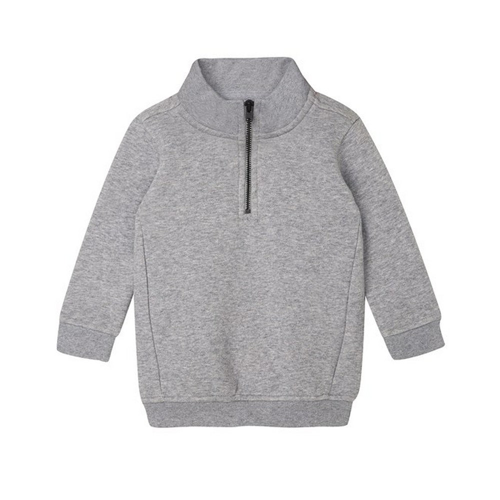 Heather Grey Melange - Front - Babybugz Baby Quarter Zip Sweatshirt