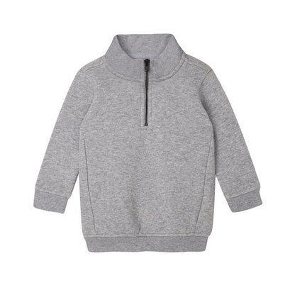 Heather Grey Melange - Front - Babybugz Baby Quarter Zip Sweatshirt