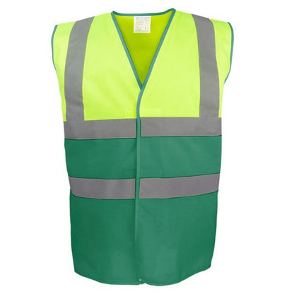Yellow-Paramedic Green - Front - Yoko Unisex Adult Two Tone Hi-Vis Vest