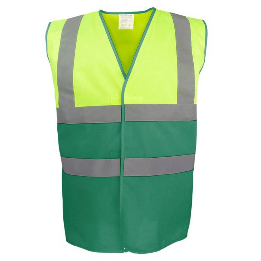 Yellow-Paramedic Green - Front - Yoko Unisex Adult Two Tone Hi-Vis Vest