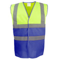 Yellow-Royal Blue - Front - Yoko Unisex Adult Two Tone Hi-Vis Vest