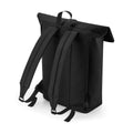 Black - Back - Bagbase Roll Top PU Backpack