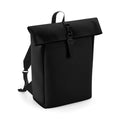 Black - Front - Bagbase Roll Top PU Backpack