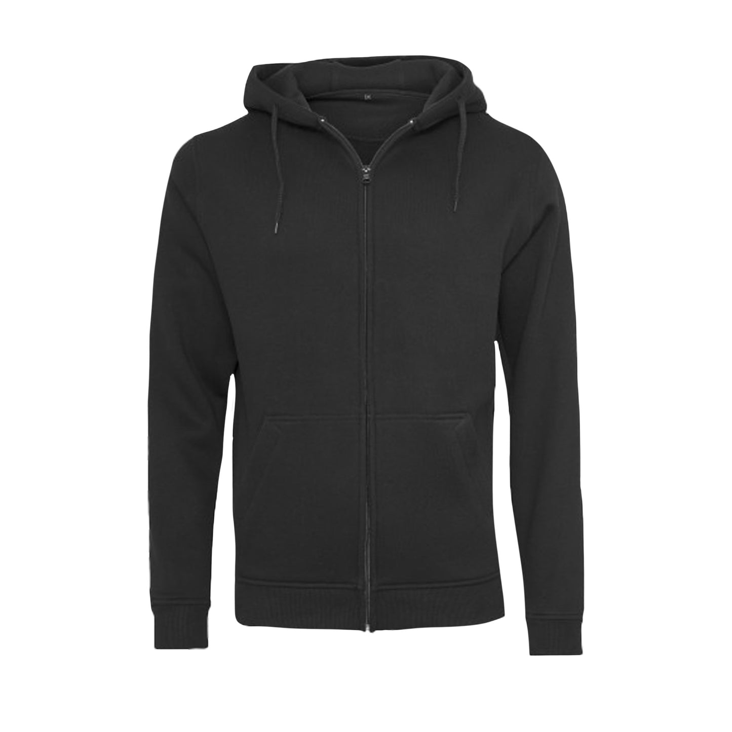 Black - Front - Build Your Brand Mens Plain Full Zip Hoodie