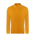 Mustard-White - Front - Awdis Mens Tipped Long-Sleeved Polo Shirt