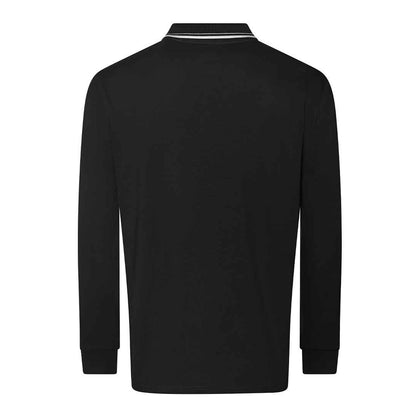 Deep Black-White - Back - Awdis Mens Tipped Long-Sleeved Polo Shirt