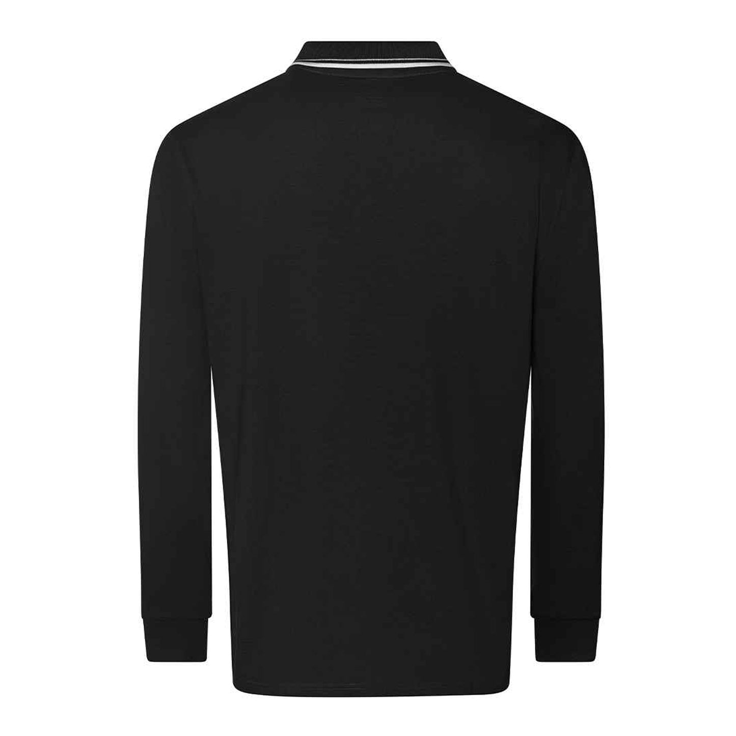 Deep Black-White - Back - Awdis Mens Tipped Long-Sleeved Polo Shirt