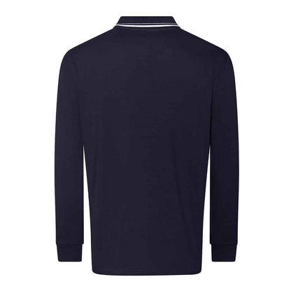 Oxford Navy-White - Back - Awdis Mens Tipped Long-Sleeved Polo Shirt