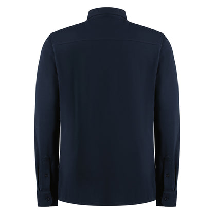 Navy - Back - Kustom Kit Mens Superwash 60°C Tailored Long-Sleeved Shirt