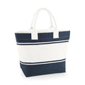 Navy-Off White - Front - Quadra Contrast Panel Canvas Tote Bag
