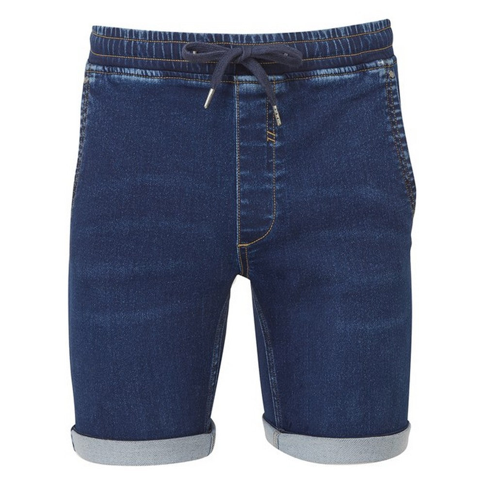 Blue - Front - Wombat Mens Denim Drawstring Shorts