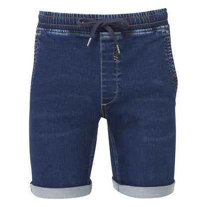 Blue - Front - Wombat Mens Denim Drawstring Shorts