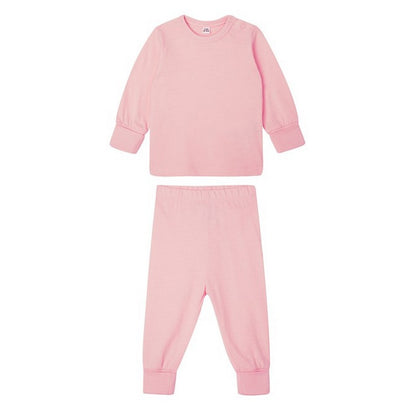 Powder Pink - Front - Babybugz Baby Long Pyjama Set