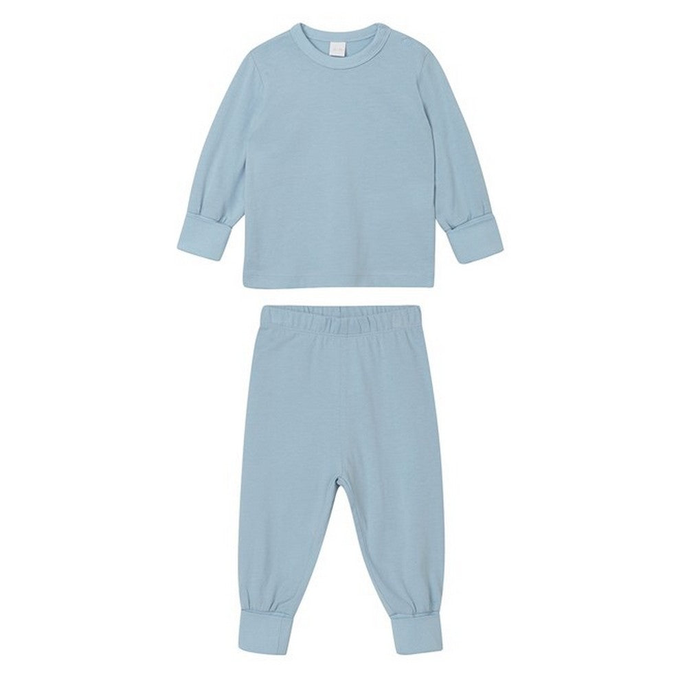 Dusty Blue - Front - Babybugz Baby Long Pyjama Set
