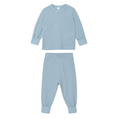 Dusty Blue - Front - Babybugz Baby Long Pyjama Set