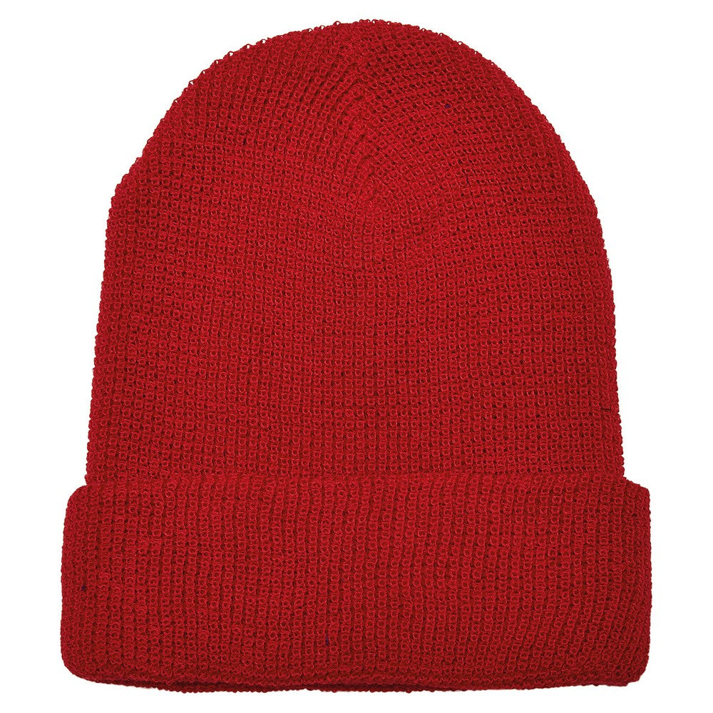 Red - Front - Flexfit Unisex Adult Knitted Waffle Beanie